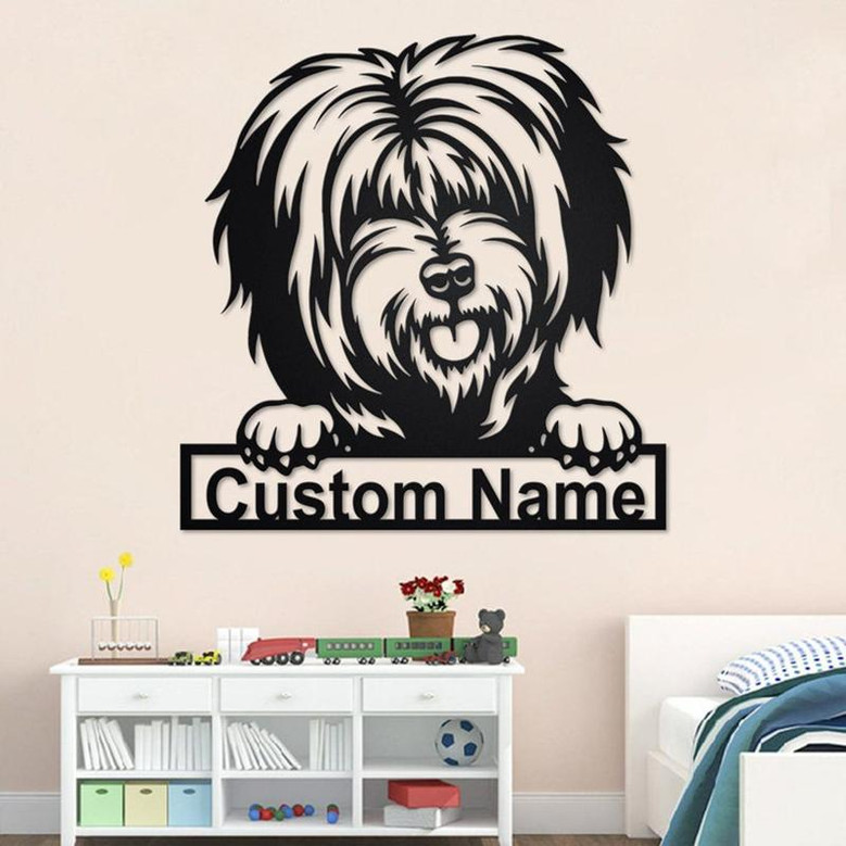 Custom Tibetan Terrier Dog Metal Wall Art, Personalized Tibetan Terrier Name Sign Decoration For Room, Tibetan Terrier Home Decor,Custom Dog