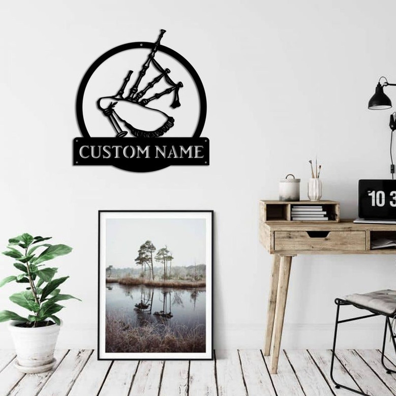 Personalized Bagpipes Music Monogram Metal Sign Art Custom Bagpipes Music Monogram Metal Sign Bagpipes Gifts Musical Instrument