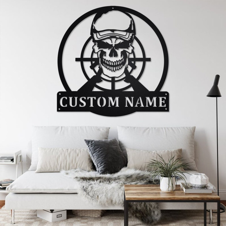 Custom Hunter Skull Metal Wall Art, Personalized Hunter Name Sign Decoration For Room, Hunter Home Decor, Custom Hunter, Hunter Metal Decor