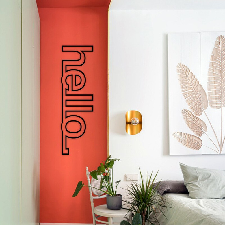 Personalized Hello Metal Wall Art, Front Door Gift, Modern Outdoor Welcome Decor, Metal Entryway Decoration