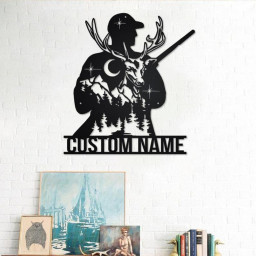 Custom Deer Hunter Metal Wall Art, Personalized Deer Hunter Name Sign Decoration For Room, Deer Hunter Home Decor, Custom Deer Hunter