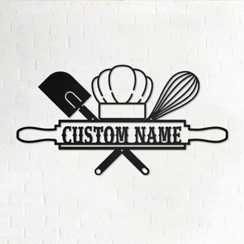 Custom Baking Metal Wall Art, Personalized Baker Name Sign Decoration For Room, Baking Home Decor, Custom Baking, Custom Baker Shop Name