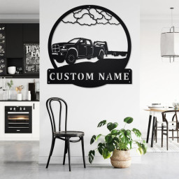 Custom D Gooseneck Truck Metal Wall Art, Personalized Truck Driver Name Sign Decoration For Room, D Gooseneck Truck Home Decor,Custom Truck
