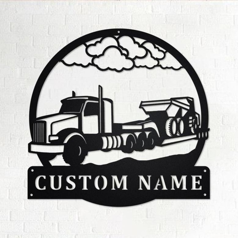Custom Semi Dump Truck Metal Wall Art, Personalized Truck Driver Name Sign Decoration For Room, Semi Dump Truck Home Decor. Custom Truck