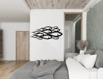 School of Fish Metal Wall Art, Unique Home Decor, Interior Wall Art, Family Fish Decor