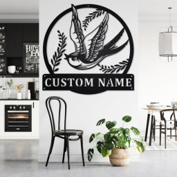 Custom Swallow Bird Metal Wall Art, Personalized Swallow Bird Name Sign Decoration For Room, Swallow Bird Metal Home Decor, Custom Swallow