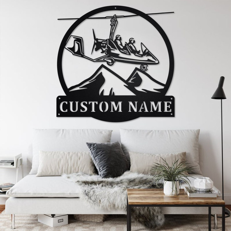 Custom Gyrocopter Metal Wall Art, Personalized Gyrocopter Name Sign Decoration For Room, Gyrocopter Metal Home Decor, Custom Gyrocopter