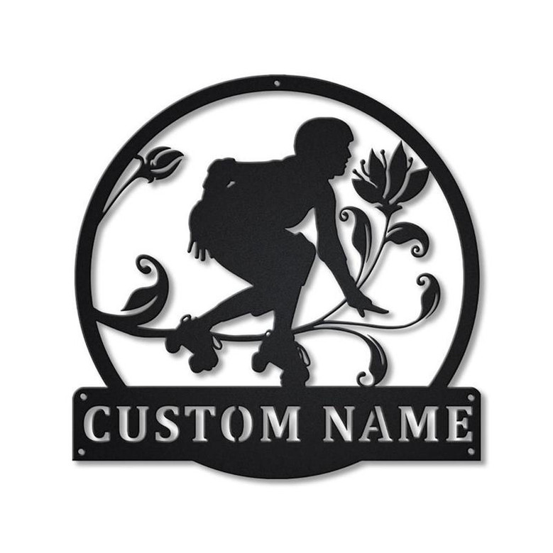 Personalized Roller Derby Monogram Metal Sign Art , Custom Roller Derby Metal Sign, Roller Derby Lover Sign Decoration For Living Room