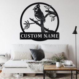 Custom Cardinal Bird Metal Wall Art, Personalized Cardinal Bird Name Sign Decoration For Room, Cardinal Bird Home Decor,Custom Cardinal Bird