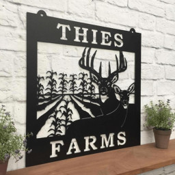 Deer & Corn Rows Farm Metal Sign Cut Metal Sign Metal Wall Art Metal House Sign