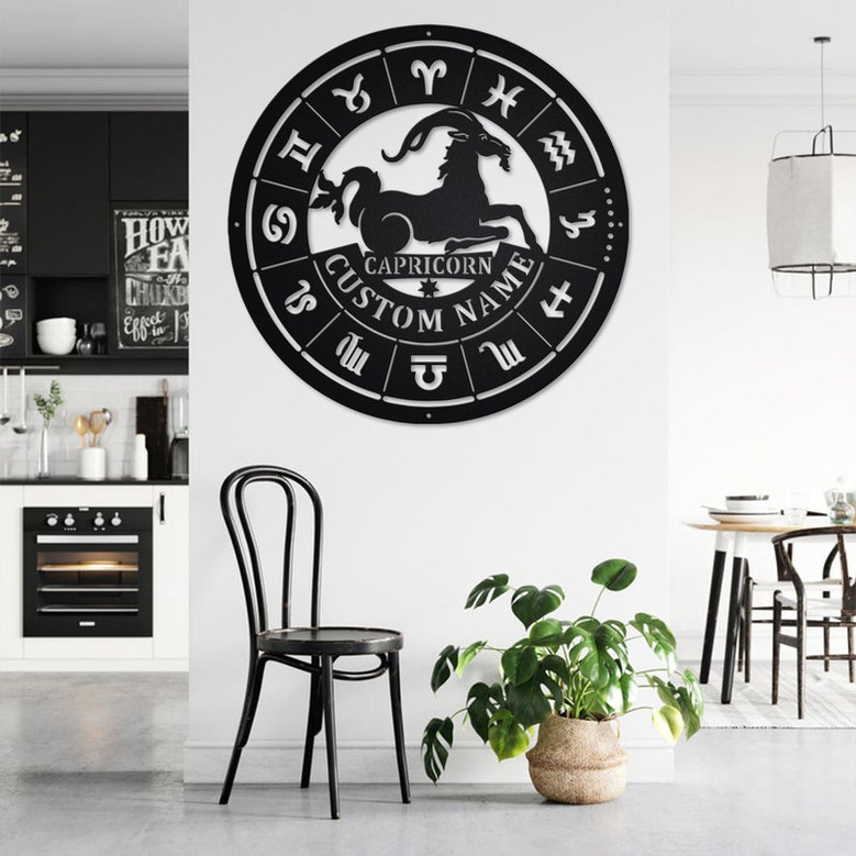 Custom Capricorn Zodiac Metal Wall Art, Personalized Capricorn Name Sign Decoration For Room, Horoscope Home Decor, Custom Capricorn Zodiac