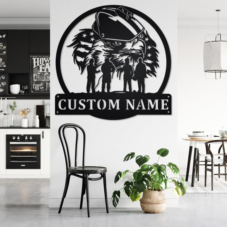 Custom US Eagle Welder Squad Metal Wall Art, Personalized Welder Name Sign Decoration For Room, Welder Squad Metal Home Decor, Custom Welder