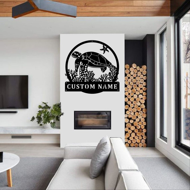 Personalized Sea Turtle Metal Sign | Metal Wall Art | Farmhouse Decor | Office Wall Art | Housewarming Outdoor Metal Sign