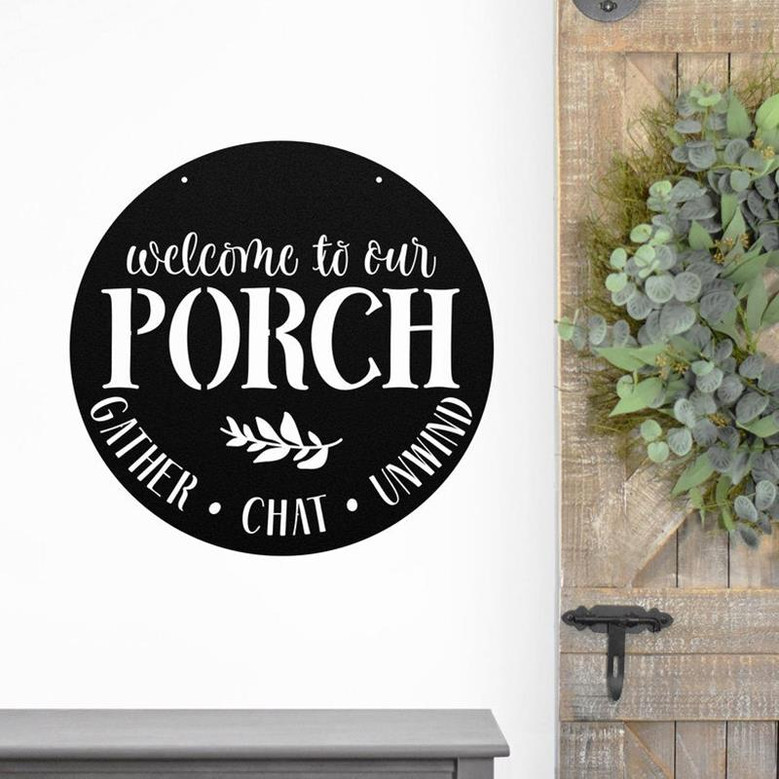 Welcome To Our Porch Sign, Metal Porch Sign | Outdoor Sign | Front Door Sign | Metal Summer Sign