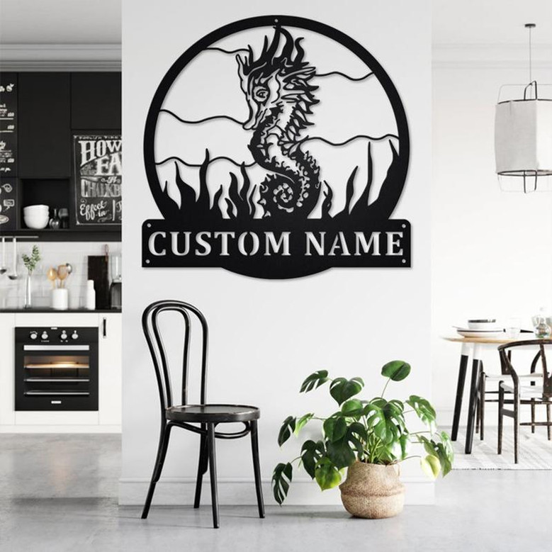 Custom Seahorse Metal Wall Art, Personalized Seahorse Name Sign Decoration For Room, Seahorse Metal Home Decor, Custom Seahorse, Seahorse