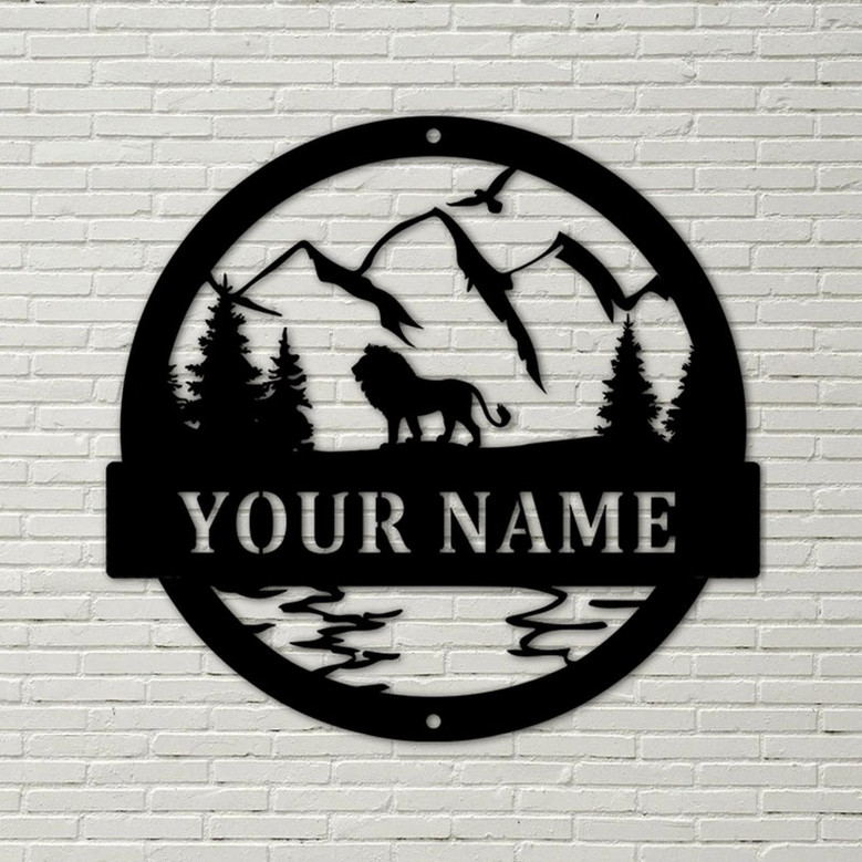 Lion Metal sign monogram, hunting monogram, metal sign, last name sign, custom text metal, custom name sign, outdoorsman, family name