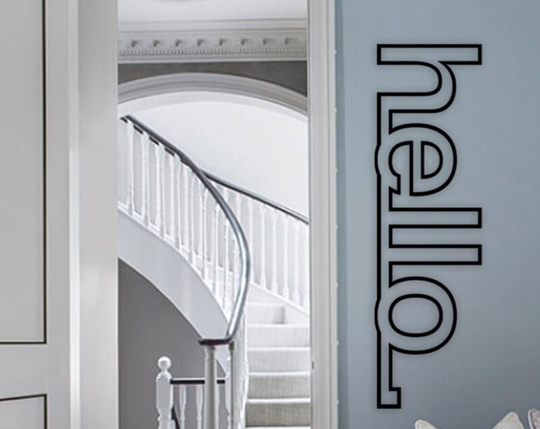 Personalized Hello Metal Wall Art, Front Door Gift, Modern Outdoor Welcome Decor, Metal Entryway Decoration