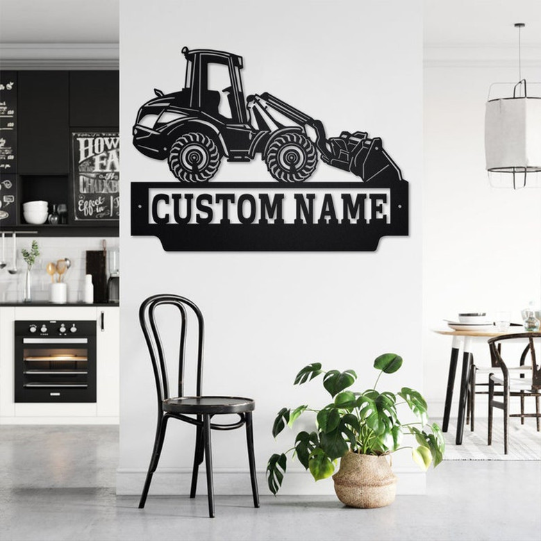 Custom Telescopic Wheel Loader Metal Wall Art, Personalized Wheel Loader Name Sign Decoration For Room, Wheel Loader Metal Home Decor