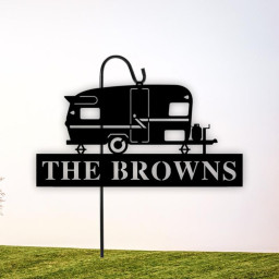 Personalized Camper Name Metal Sign, Campsite Flag, Happy Camper Sign Metal Camper Sign Camper Decor, RV Decor, Campsite Sign, Camping Decor