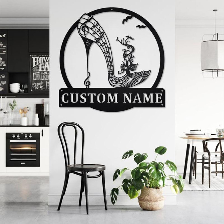 Custom Music High Heel Shoe Metal Wall Art, Personalized Music High Heel Shoe Name Sign Decoration For Room, Music High Heel Shoe Home Decor