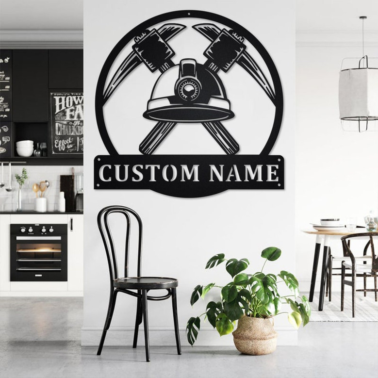 Custom Miner Worker Tools Metal Wall Art, Personalized Miner Name Sign Decoration For Room, Mining Metal Home Decor, Custom Coal Miner