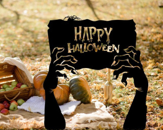 Metal Happy Halloween Garden Sign, Zombie Hands Decor, Cemetery Halloween Garden Stakes