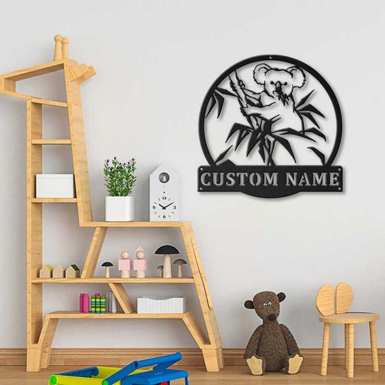 Personalized Koala Bear Monogram Metal Sign Art ,Custom Koala Bear Metal Sign, Koala Bear Lover Sign Decoration For Living Room