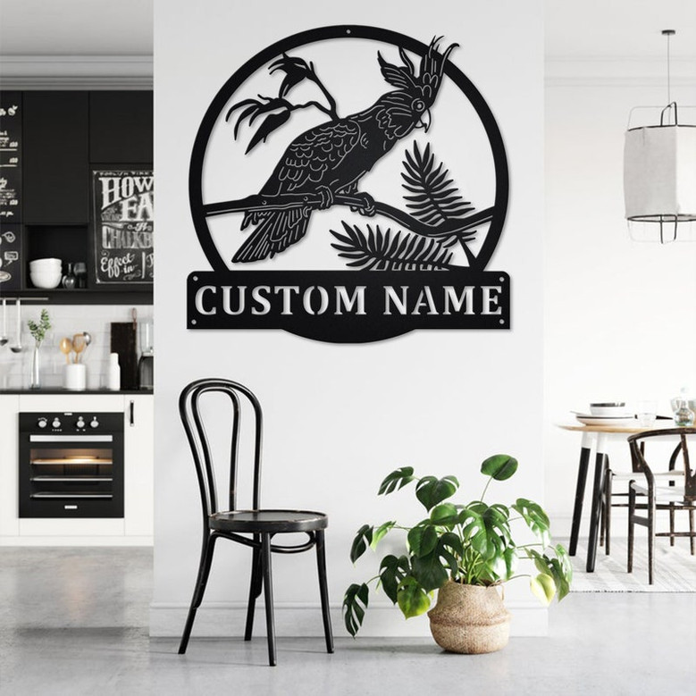 Custom Cockatoo Sulfur Bird Metal Wall Art, Personalized Cockatoo Sulfur Bird Name Sign Decoration For Room, Cockatoo Sulfur Bird Home Decor