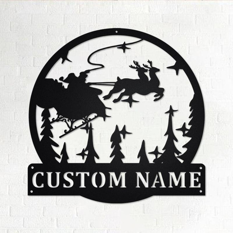 Custom Christmas Scene Metal Wall Art, Personalized Christmas Scene Name Sign Decoration For Room,Christmas Scene Home Decor, Christmas Gift