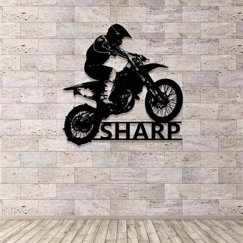 Custom Dirt Bike Metal Sign,Motorcycle Wall Art,Personalized Biker Name Signs,Motocross Rider Home Decor,Motorcycle Biker Gift
