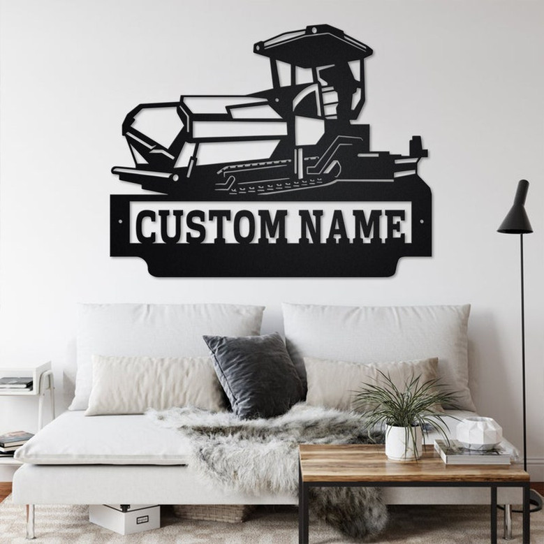 Custom Tracked Asphalt Paver Metal Wall Art, Personalized Asphalt Paver Name Sign Decoration For Room, Asphalt Paver Metal Home Decor