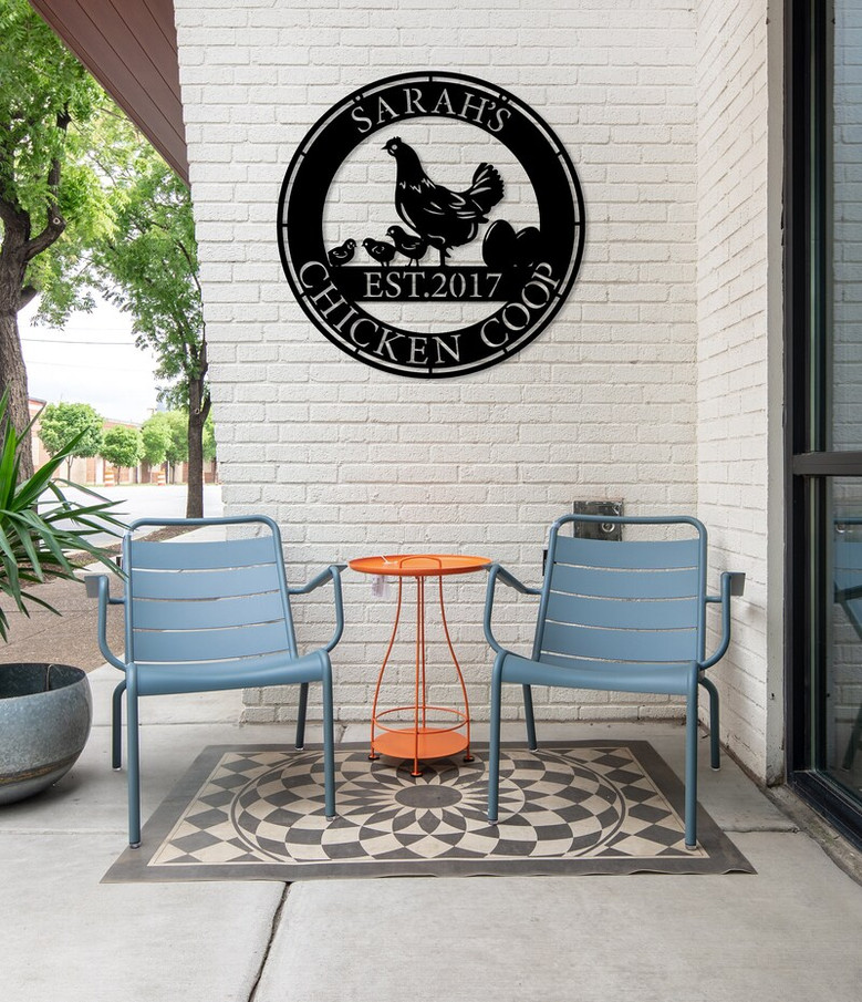 Custom Metal Chicken Coop Sign, Hen House Coop Sign, Chicken and Chic Wall Decor, Barn House Decor