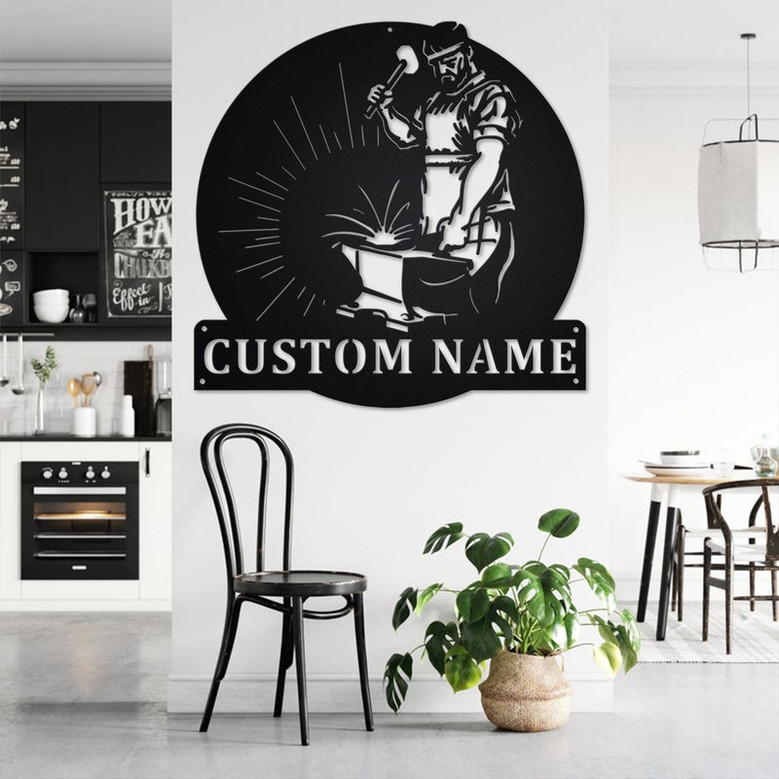 Custom Welder Blacksmith Metal Wall Art, Personalized Blacksmith Name Sign Decoration For Room, Blacksmith Home Decor, Custom Blacksmith