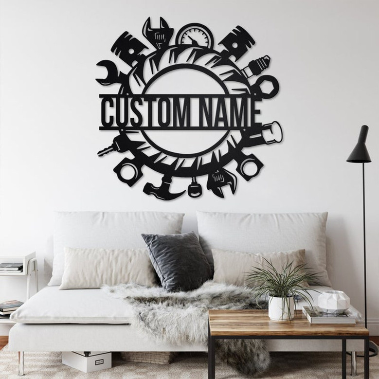 Custom Wrench Mechanic Metal Wall Art, Personalized Mechanic Name Sign Decoration For Room, Mechanic Metal Home Decor, Custom Mechanic
