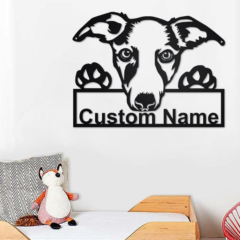 Custom Whippet Dog Metal Wall Art, Personalized Whippet Name Sign Decoration For Room, Whippet Home Decor, Custom Dog, Custom Whippet Dog