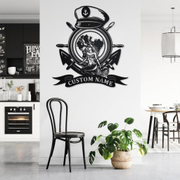 Custom Mermaid Sailor Anchor Compass Metal Wall Art, Personalized Sailor Name Sign Decoration For Room, Sailor Home Decor, Custom Sailor