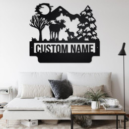 Custom Moose Family Metal Wall Art, Personalized Moose Family Name Sign Decoration For Room, Moose Family Metal Home Decor, Custom Moose