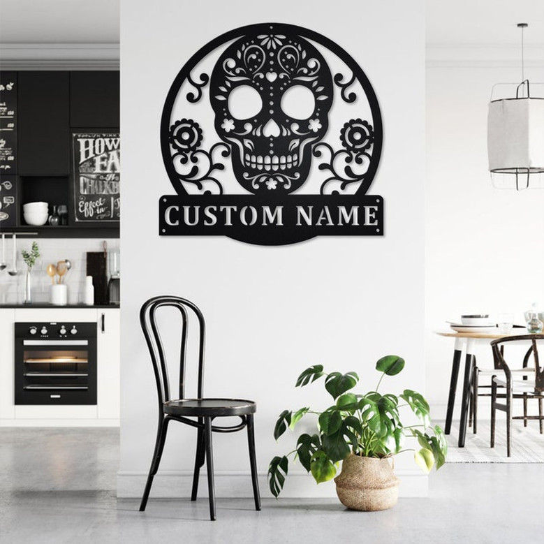 Personalized Sugar Skull Metal Sign | Sugar Skull Metal Wall Art | Sugar Skull Metal wall Decor | Sugar Skull Lover| Custom Sugar Skull