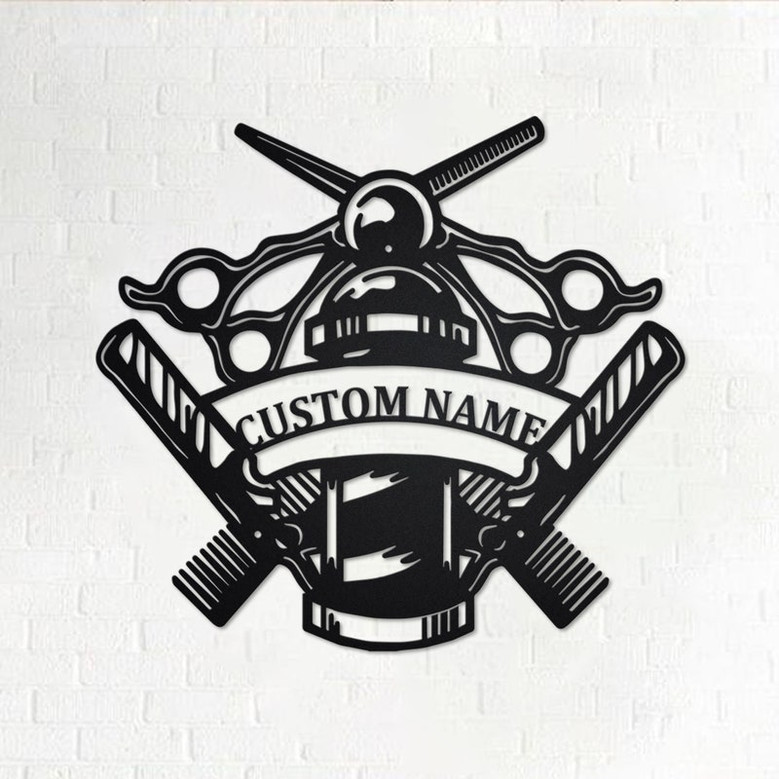 Custom Barber Shop Metal Wall Art, Personalized Barber Shop Name Sign Decoration For Room, Barber Shop Home Decor, Custom Barber Shop