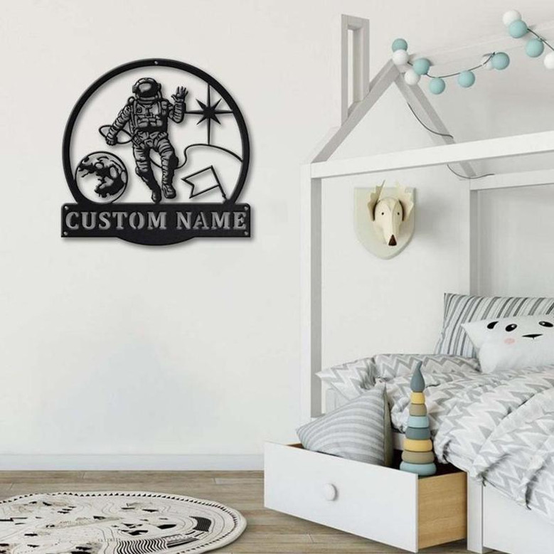 Personalized Astronaut Monogram Metal Sign Art , Custom Astronaut Metal Sign, Astronaut Lover Sign Decoration For Living Room