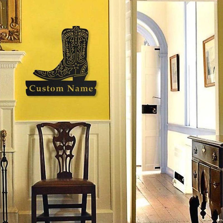 Personalized Texas Boots Metal Sign Art | Custom Texas Boots Metal Sign | Texas Boots Gifts for Men | Texas Boots Gift