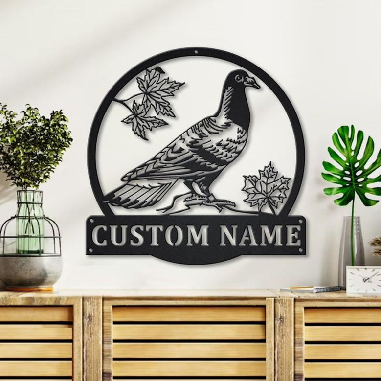 Personalized Pigeon Bird Monogram Metal Sign | Custom Pigeon Bird Metal Sign | Birthday Gift | Pigeon Bird Gift