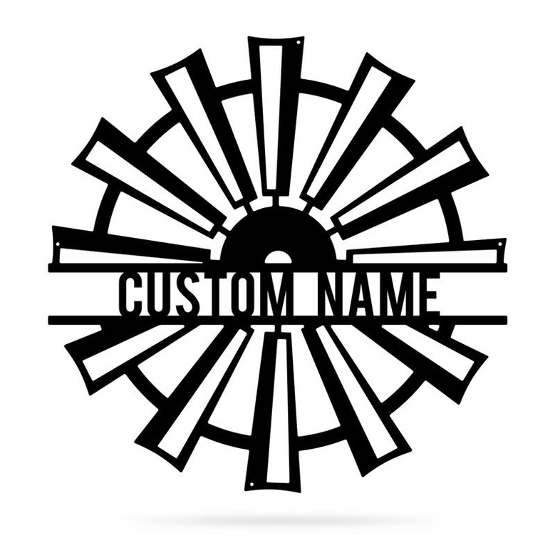 Windmill Metal Art WindMill Custom Name Home Decor