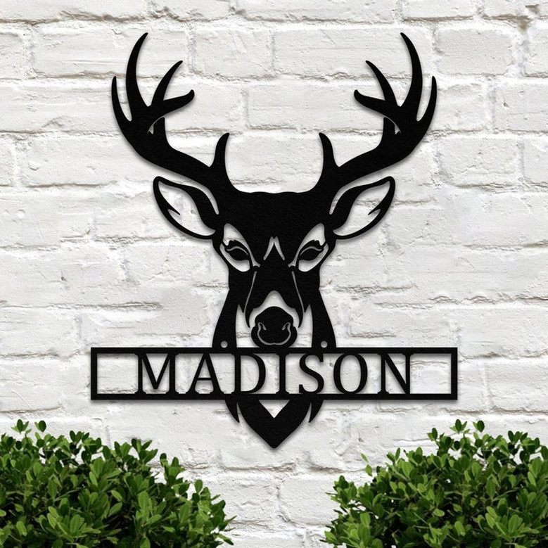 Deer Last Name Sign, Metal Moose Sign, Antler Metal Sign, Hunting Present, Deer Family Name Sign, Camp Sign, Front Door Sign, Hunter Gift