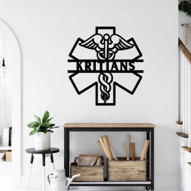 Custom Metal Sign For Paramedic, EMT Gift Ideas, Medical Field Home Decor, Personalized Family Name Sign, Custom EMS Gift