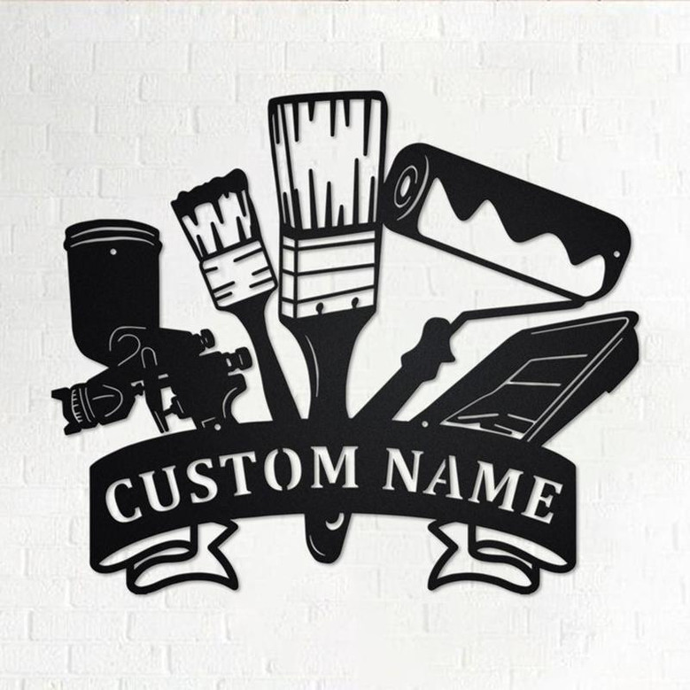 Custom Wall Painting Tools Metal Wall Art, Personalized Painter Name Sign Decoration For Room, Wall Painting Metal Home Decor,Custom Painter
