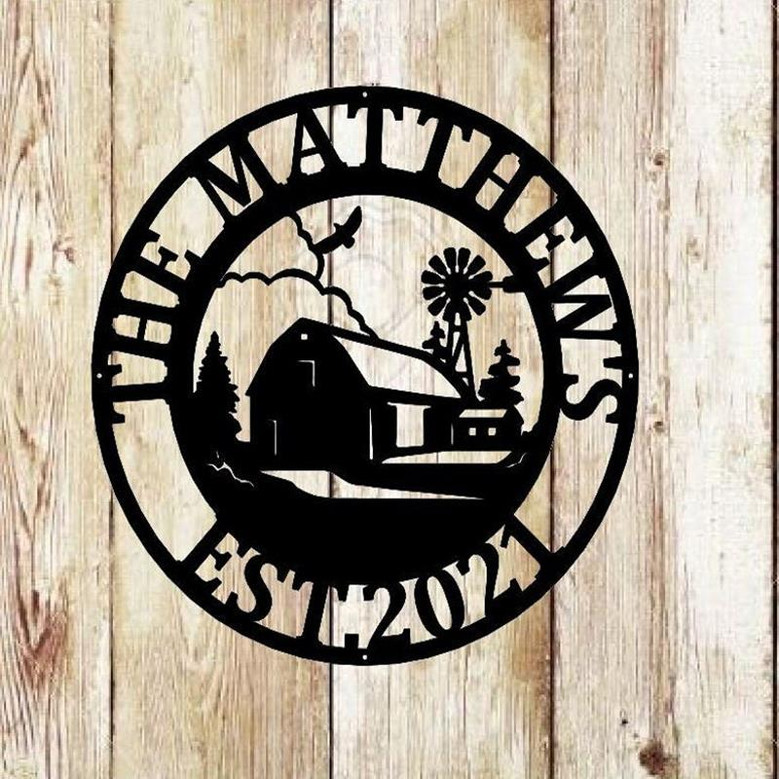 Metal Farm House Sign Steel Barn Sign Outdoor Monogram Farm Sign Farm Decor