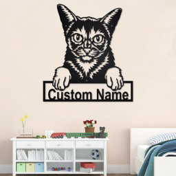 Custom Abyssinian Cat Metal Wall Art, Personalized Abyssinian Cat Name Sign Decoration For Room, Abyssinian Cat Home Decor,Custom Abyssinian