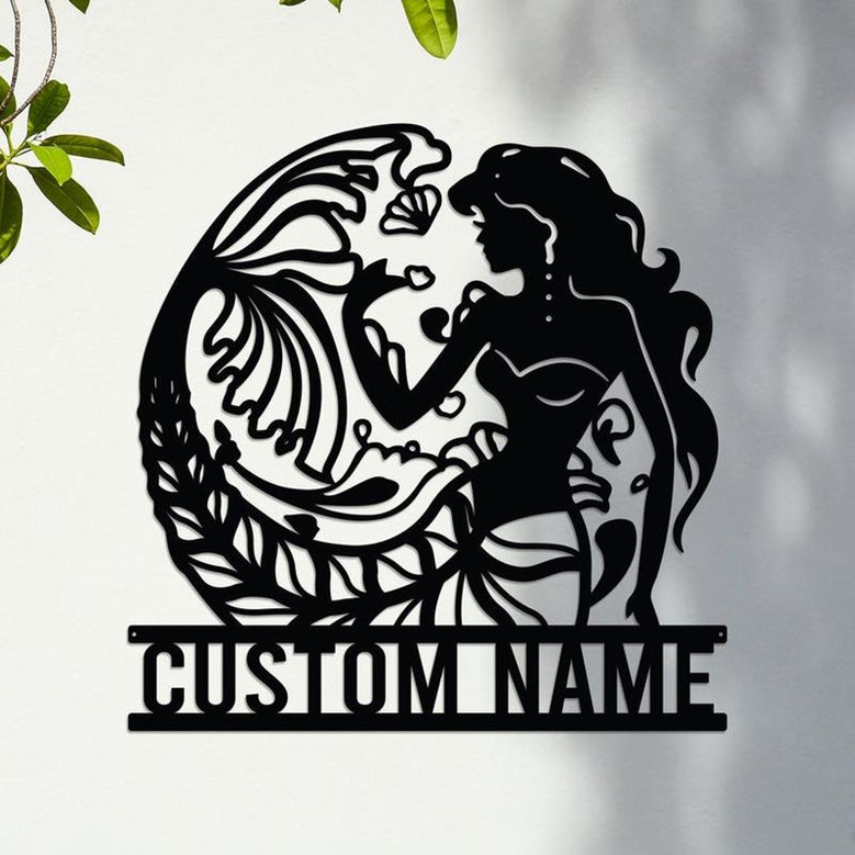 Custom Mermaid Metal Monogram Sign, Personalized Mermaid Name Sign, Mermaid Lover Gift
