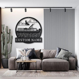 Personalized Pontoon Boat Metal Sign Art | Custom Pontoon Boat Monogram Metal Sign | Pontoon Boat Gifts | Home Decor